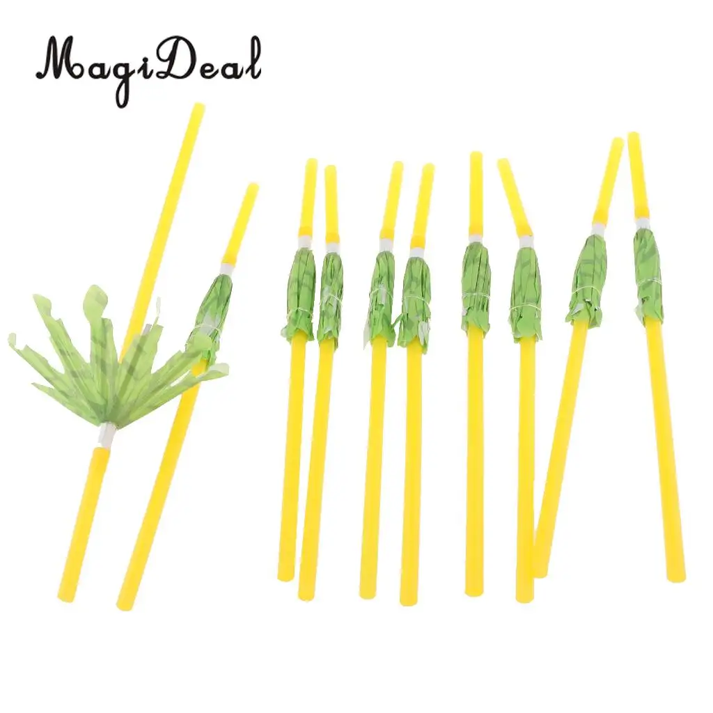 MagiDeal 10pcs/Set Hawaiian Tropical Coconut Tree Cocktail Drinking Straws Sipping Straws Wedding Birthday Party Table Decor