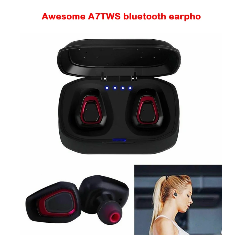 

A7 TWS Wireless Bluetooth Headset Stereo Handfree Sports Bluetooth Earphone With Charging Box For iphone Android PK i7s,i11,i12