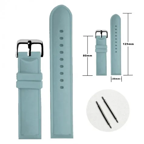 20mm Powder Blue Silicone Jelly Rubber Men Ladies Watch Band Straps WB1087P20JB
