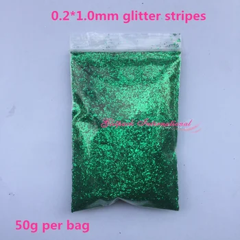 

Frankening Supply green glitter Nail Art Crafting 0.2*1.0mm nail glitter 50g chunky loose raw nail art glitter fiber Glitter