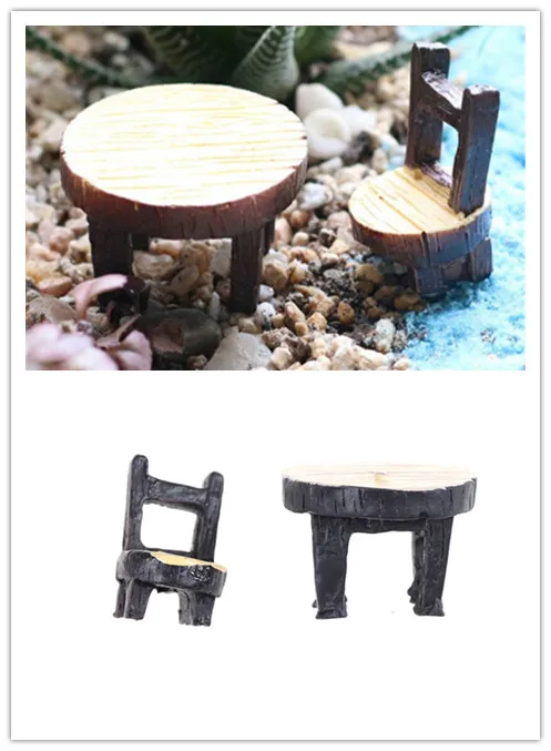 

Floral Table Chairs Miniature Landscape (Round tables and chairs) Dollhouse Garden Decoration Accessories