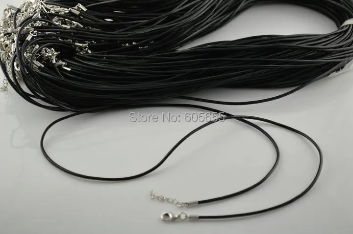 Cordón de cuero real de calidad superior del hilo de rosca langosta plateado plata collar de Rosca 18" 