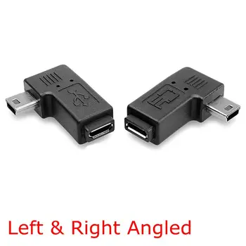 

90 Degree Left & Right Angled Mini USB 5pin Male to Micro USB Female Data Sync Power Adapter