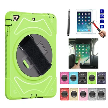 

XSKEMP Car Back Seat Holder For iPad Air2 iPad 6 9.7 A1566 A1567 Tablet Kids Safe Shockproof Armor Hard Cover + Tempered Glass