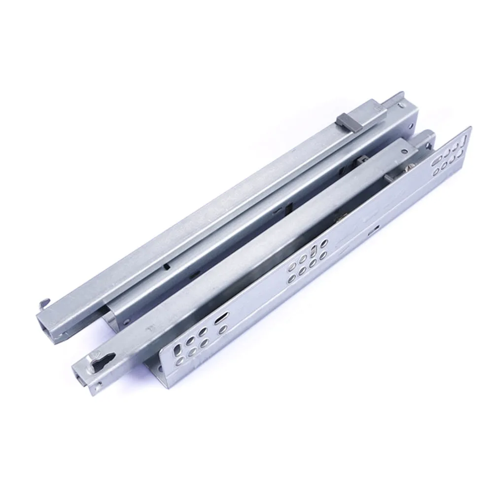 

12 inch Two-section Buffer copper rail hidden track silencer furniture cabinet drawer extension sliding rail pulley White 2pcs