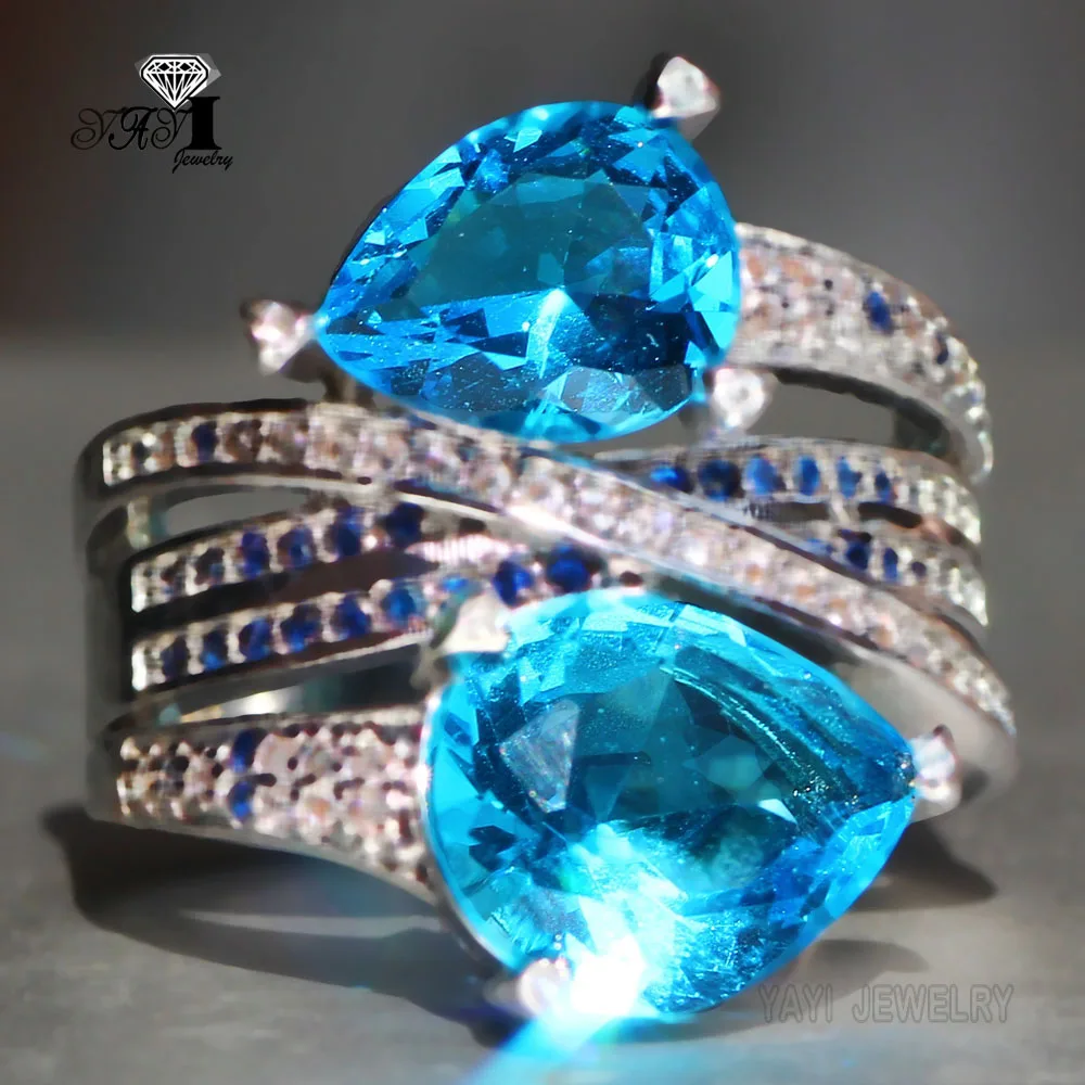 Silver Rings Silver Ring Wedding Rings YaYI Jewelry Fashion Princess Cut 5.8 CT Natural Zircon Silver Color Engagement Wedding Party Rings Size 6-12