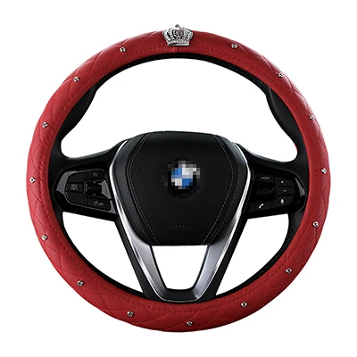 DERMAY чехол рулевого колеса автомобиля 38 см модные колеса чехлы для женщин леди кожаный руль авто аксессуары для интерьера - Название цвета: Красный