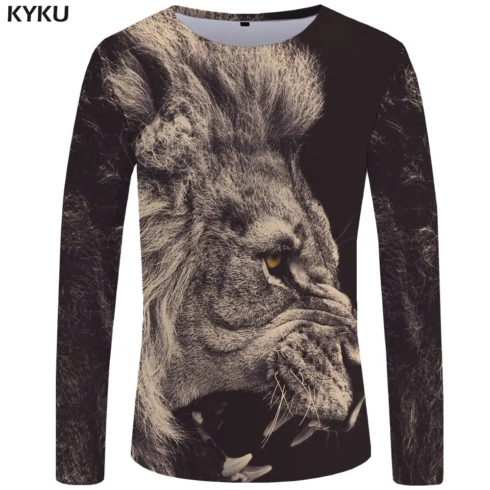 KYKU Tiger Футболка мужская футболка с длинным рукавом пламя Япония животное крутой принт панк забавная футболка s Рок мужская одежда короткий рукав - Цвет: 3d t shirt 20
