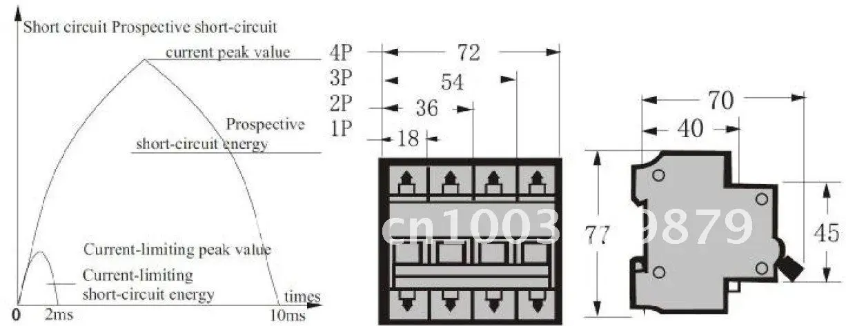 4 P 32A 240 V/415 V выключатель MCB C Тип 4 полюса