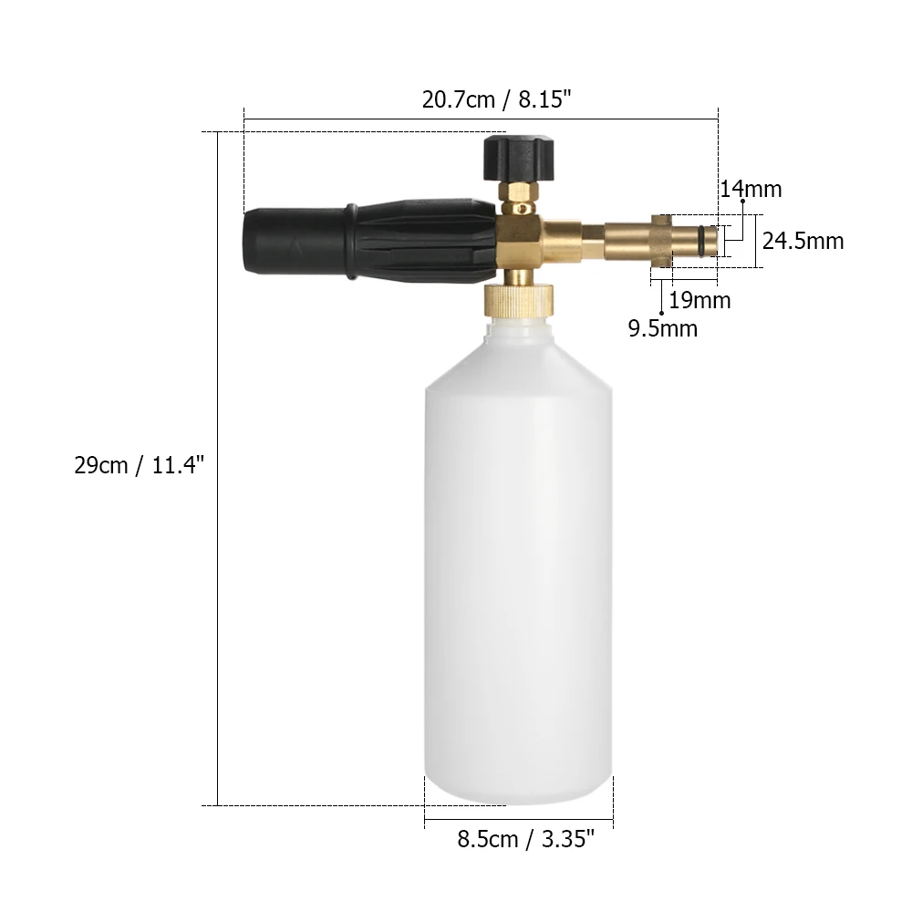 Высокое давление Автомойка Регулируемая пена Лэнс 1Л Бутылка пены пистолет сопло инжектор мыло Пенообразователь для Nilfisk