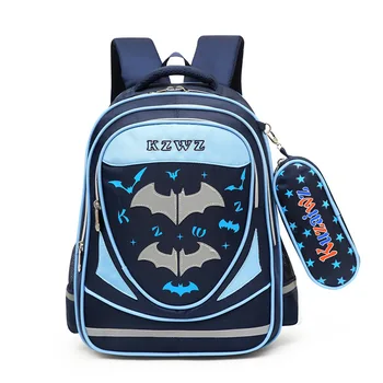 

2018 High quality nylon primary school bags Handsome bat printing kids backpack for boys children Orthopedic schoolbag backpacks