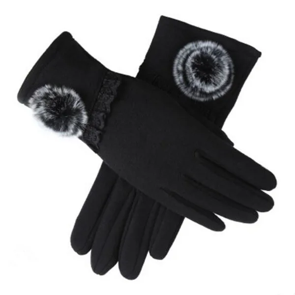 VISNXGI дизайн модные женские перчатки осень зима милые кнопки теплые митенки полный палец варежки женские кашемировые женские перчатки - Цвет: G146 022 black