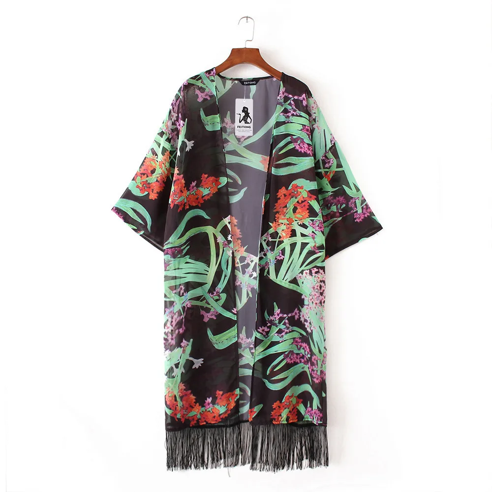

Green Leaf Fashion Blusas Elegant Shirt Casual Women Tops Blouse Fashion Kimono Blusa Plus Size