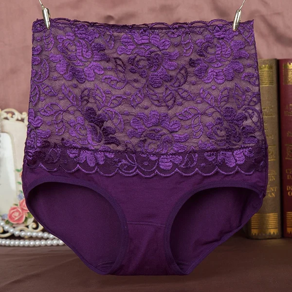 Новинка,, женские кружевные трусики с вышивкой высшего класса, с высокой талией, женское нижнее белье большого размера, сексуальные трусики - Цвет: WP01 purple