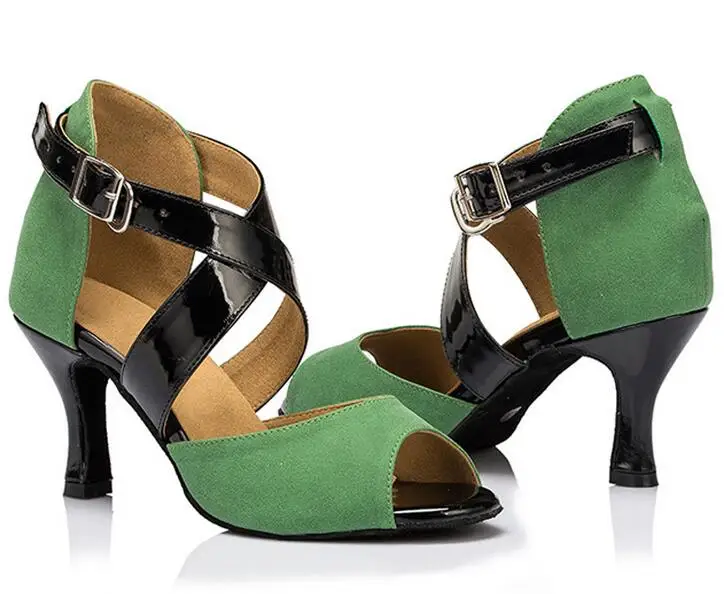 New Green Suede Salsa font b Tango b font Ballroom font b Dance b font Shoes