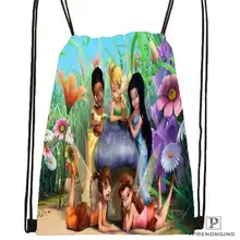 Пользовательские Питер-Пэн-Летающий-с-Тинкербелл походная сумка на шнурке милый рюкзак дети ранец(черная спина) 31x40 см#20180611-02-83