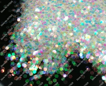 

50gram-1.5MM(1/16")060 White Color with Colorful Tints Shining Nail Glitter Hexagon Shape for Nail Art Decoration&Glitter Crafts