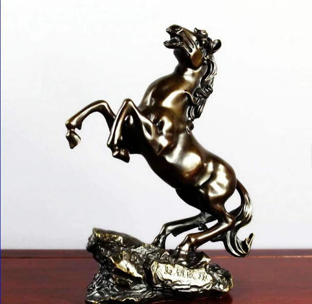 

Collectible bronze lion statue S0704 Chinese Pure Copper Bronze Feng Shui Lucky Auspiciou Zodiac Year Horse Statue B0403