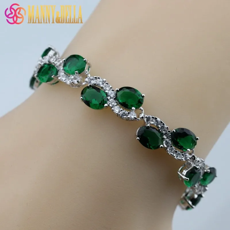 

925 Sterling Silver Hot Selling Luxurious Green Zircon Bracelet Health Fashion Jewelry For Women Free Jewelry Box SL132