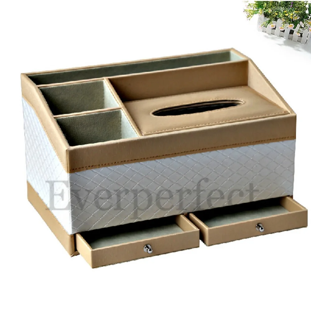 Europe Style Desk Organizer PU Leather Tissue Case Nakpin Organizer