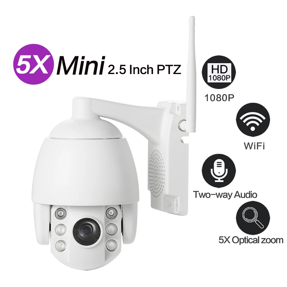 WIFI Camera Outdoor Mini PTZ IP Camera 1080p Speed Dome CCTV Security Cameras IP Camera WIFI Exterior 2MP IR Home Surveilance