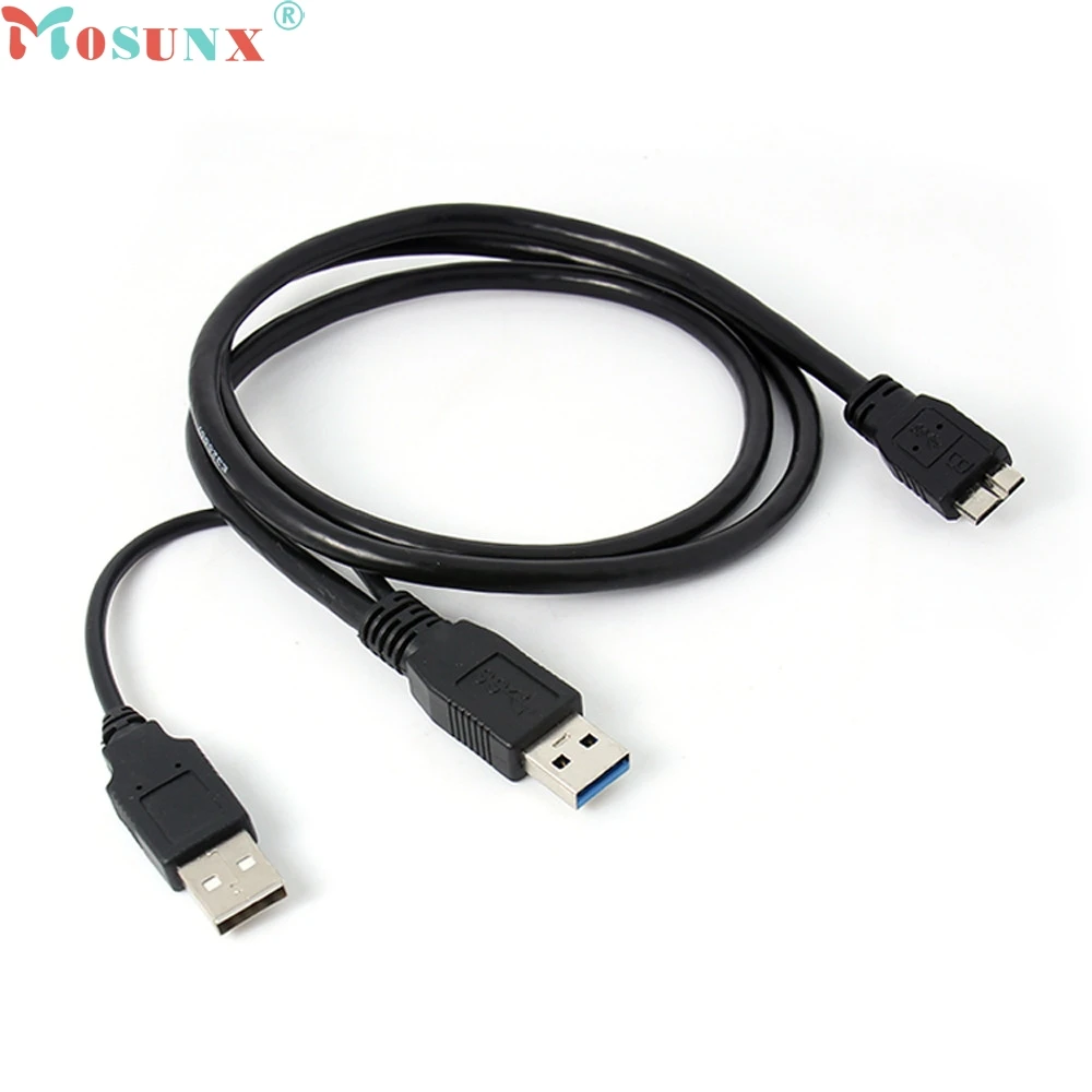

GRACEFUL 1pc Dual A to Micro B USB 3.0 Y Cable Move Hard Disk Cable JAN31