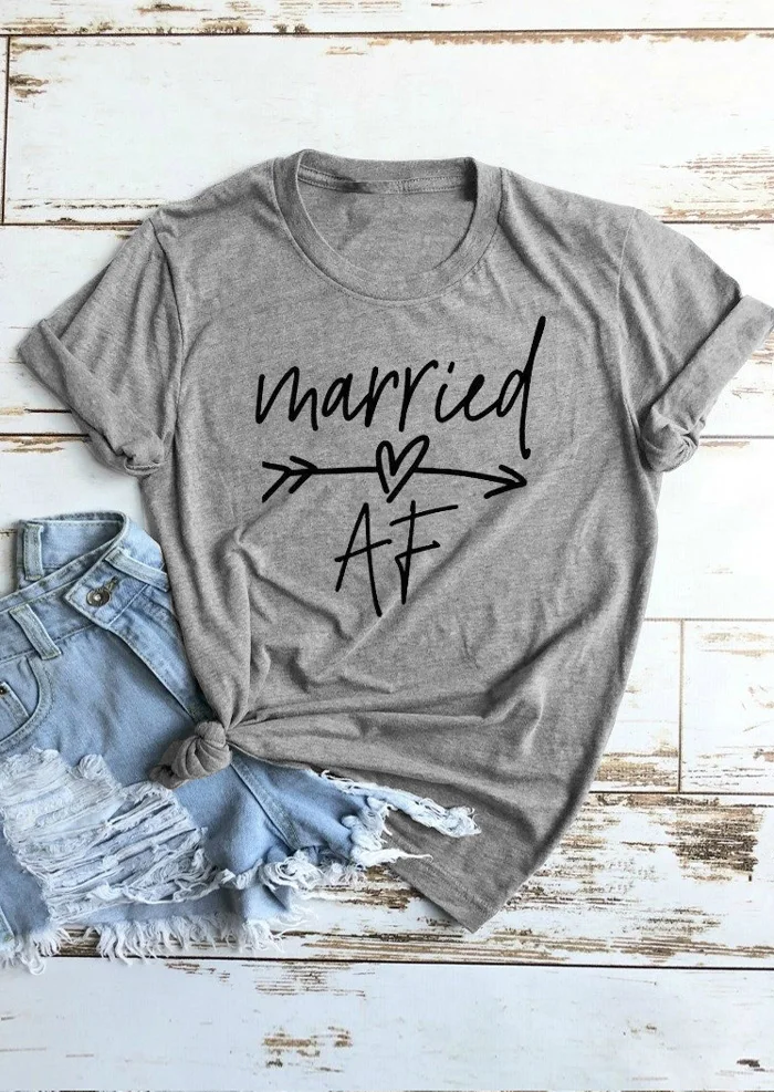 

Married AF Arrow T-Shirt Tee Women funny graphic tumblr tshirt tops summer style outfits tees fashion clothes