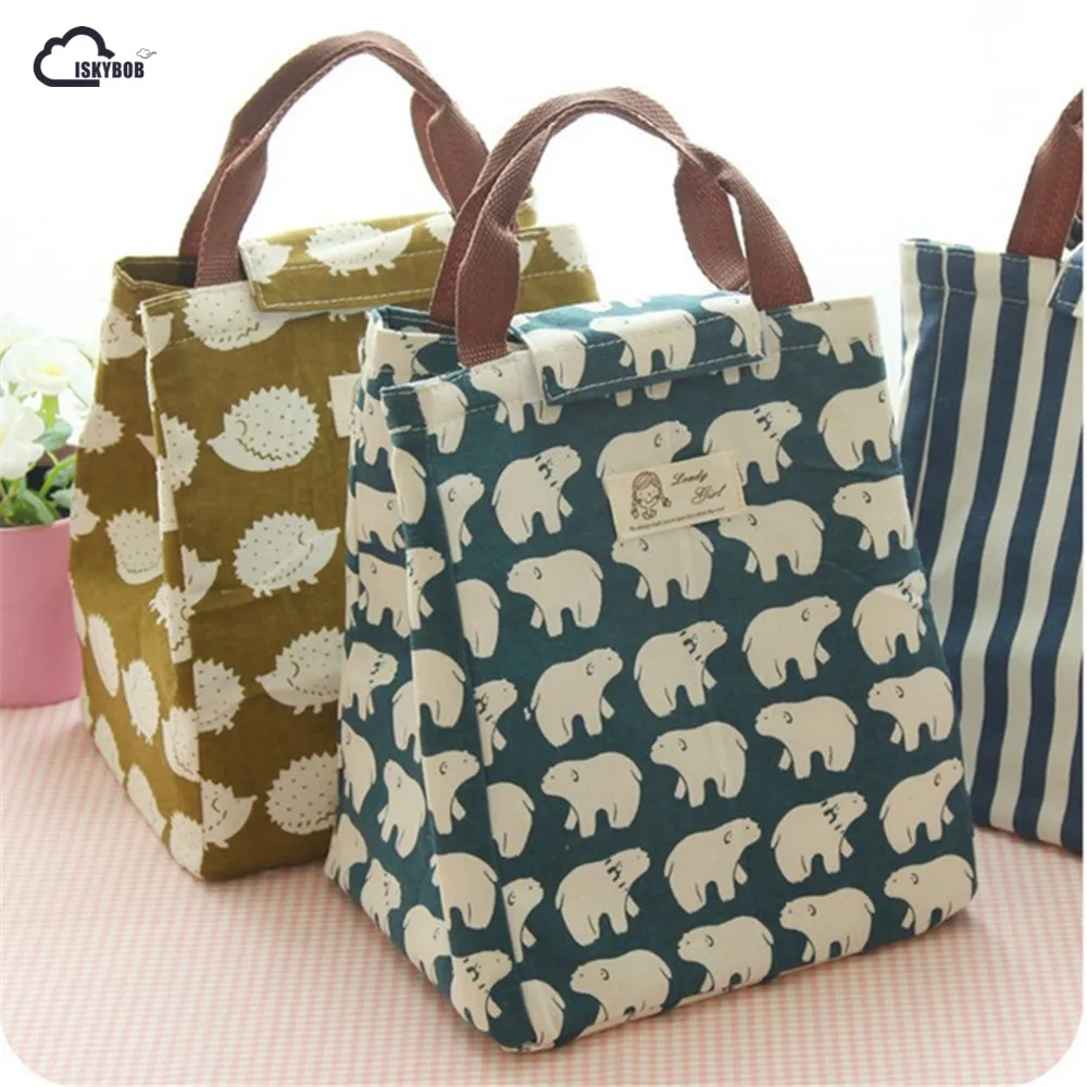 

ISKYBOB Cute Animal whale Portable Insulated Canvas Lunch Bag Thermal Food Picnic For Women Kids Men Cooler Lunch Box Bag Tote