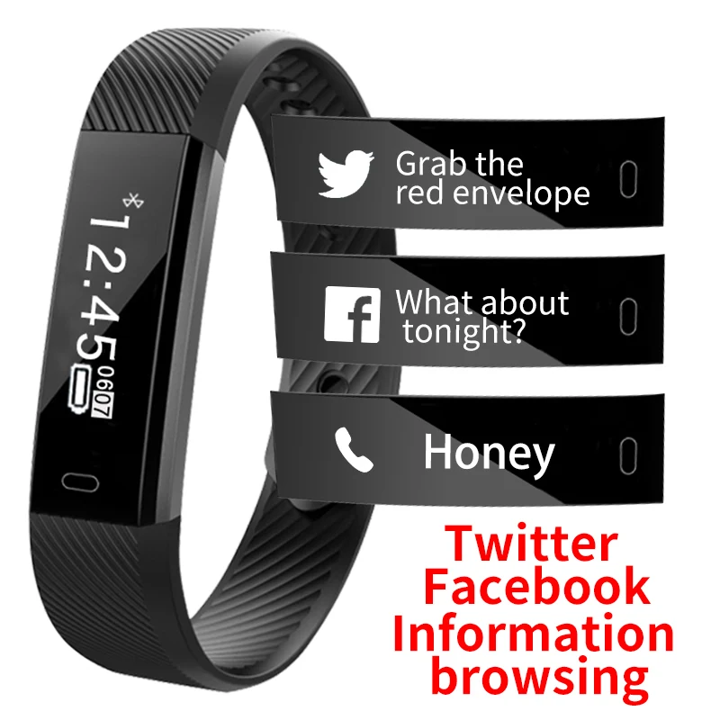 

SENSTHEN Pedometer Sleep Tracker Monitor Alarm Clock Bracelet Sports Smart Wristband USB Charger Smartband for iOS And Andriod