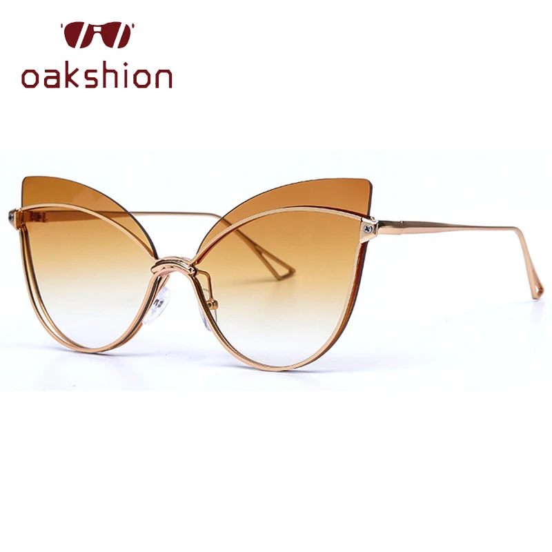 oakshion Sexy Ladies Metal Cat Eye Sunglasses Women 2019 Fashion Cateye Eyeglasses Gradient Sun Glasses Female Eyewear Shades