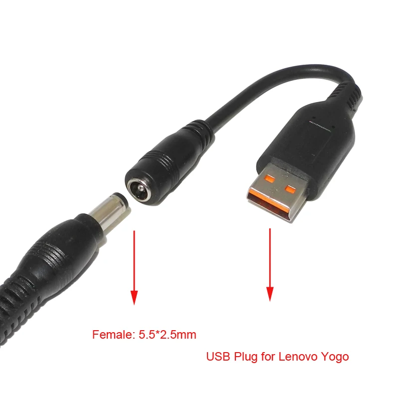 Color: Black 4.511.0 mm Rectangle Jack Female to Special USB & Rectangle Charger Male Cable for Lenovo thinkpad for yoga3-14 yoga900 700 Lysee Data Cables