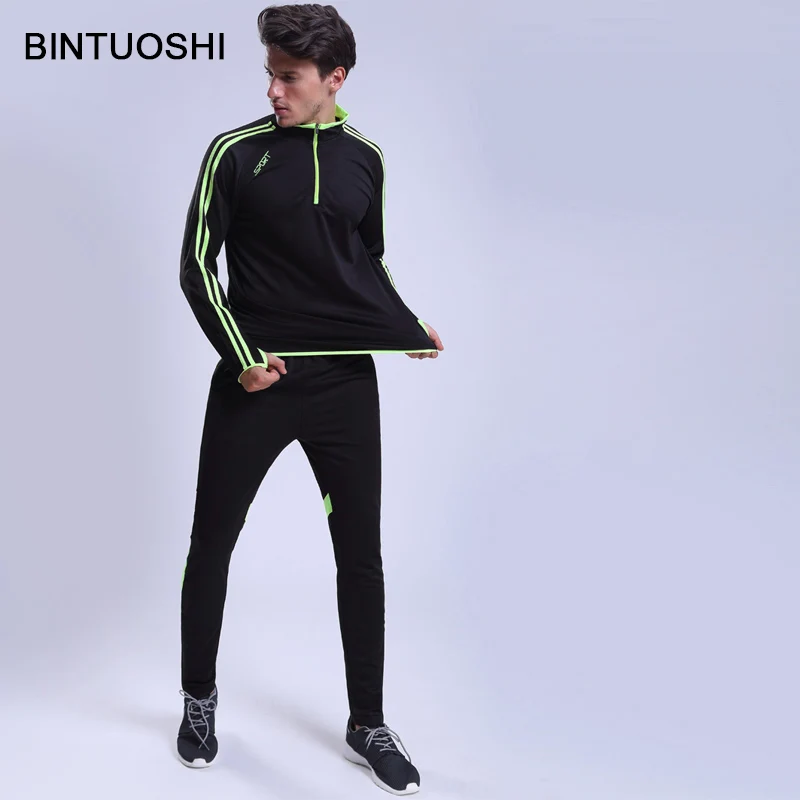 BINTUOSHI football tracksuit Long sleeve soccer Jacket adults Skinny