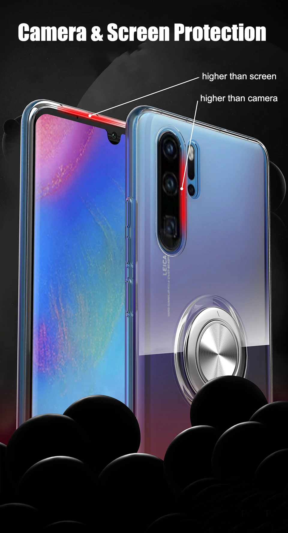 Чехол для huawei P30 Pro Lite, прозрачный мягкий силиконовый чехол с кольцом-держателем для huawei P20 mate 20 Pro X Honor View 20, чехол для телефона