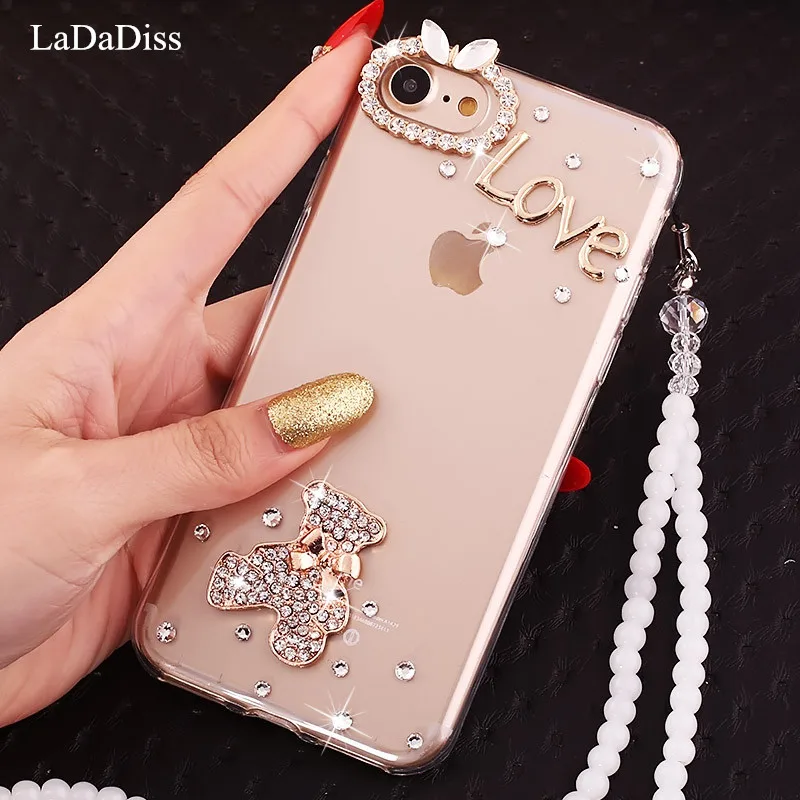 Роскошный чехол LaMaDiaa со стразами и бабочкой из тпу с веревкой для iphone11 12pro X XS MAX XR