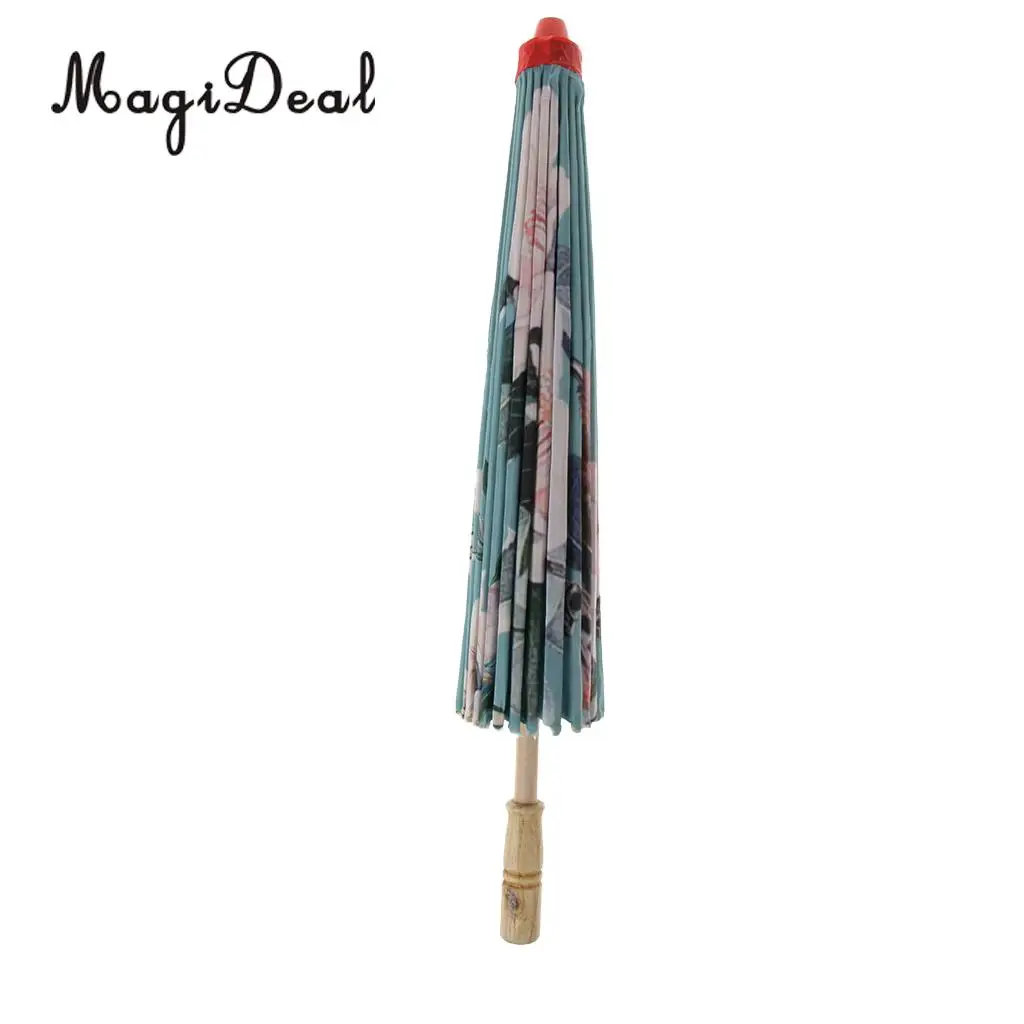 MagiDeal Vintage Chinese Umbrella Silk Cloth Parasol Wedding Party Dance Prop 9 Artificial Dried Flowers