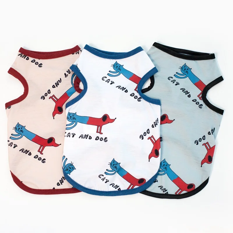 

Pet Printed Vest for Cats and Dogs Small Dogs Cotton Sleeveless Shirt Spring/Summer Cool Sweatshirt Coats For Small Pets