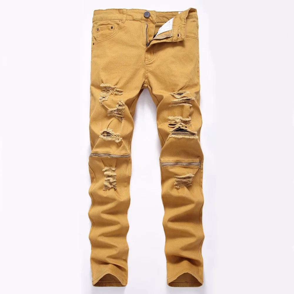 Khaki ripped jeans mens Outlet