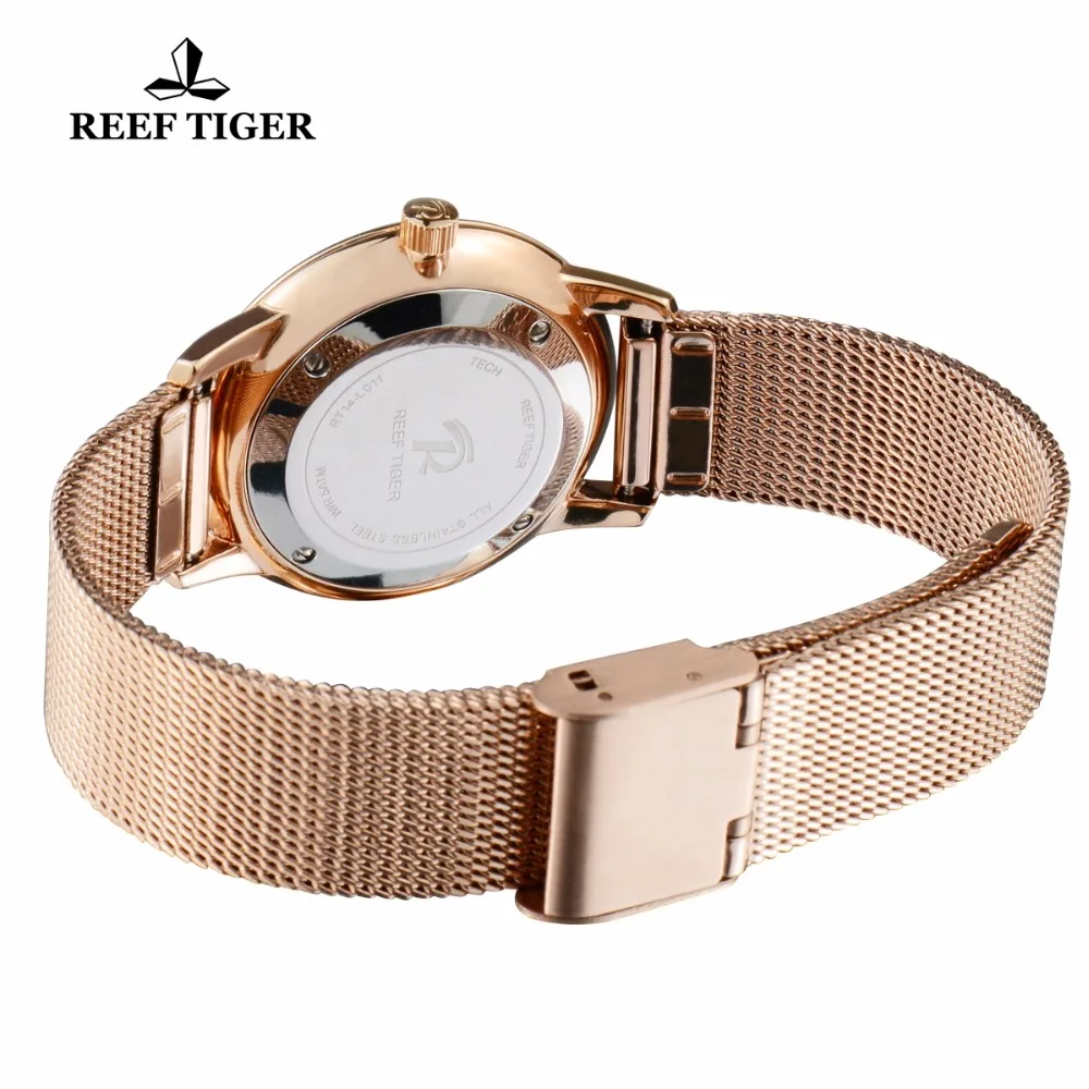 Часы для пар Reef Tiger/RT роскошные часы мужчин и женщин Ультратонкий чехол