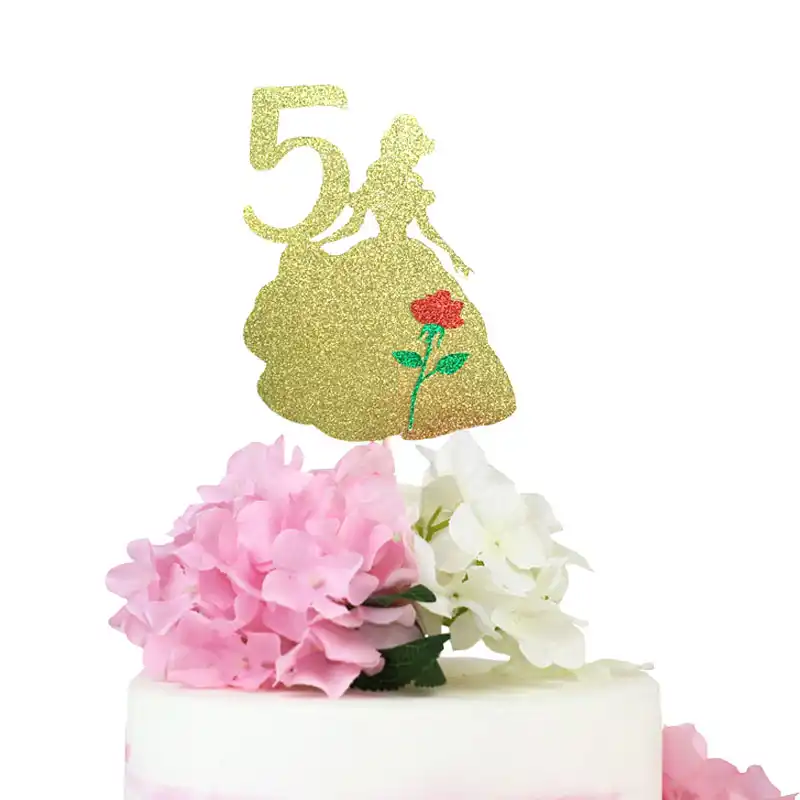 Belle Cake Topper Glitter Paper Beauty And The Beast Cake Topper