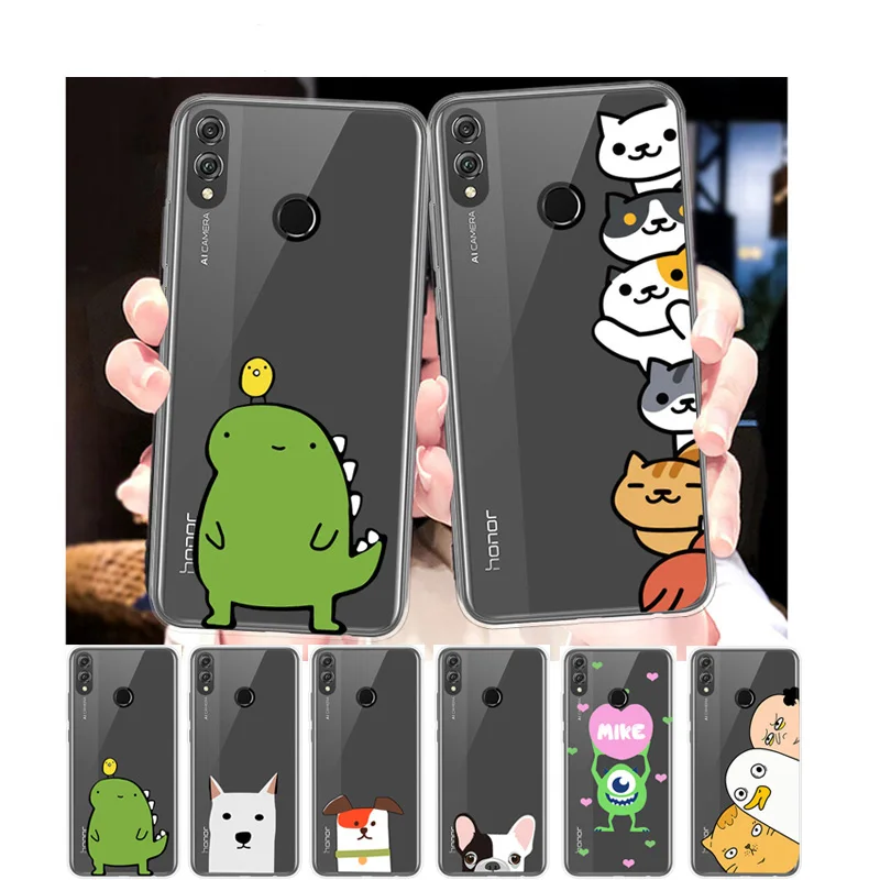 

Cute TPU Case for Huawei Honor 8X Max 8C 7X Soft Clear Silicone Cover Protective Phone Back Cases Dog Cartoon