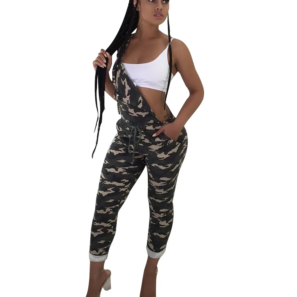 

Summer Women Jumpsuit Nightclub Camouflage Sling Jumpsuit Strap Casual Trousers Pants Rompers Women 2019