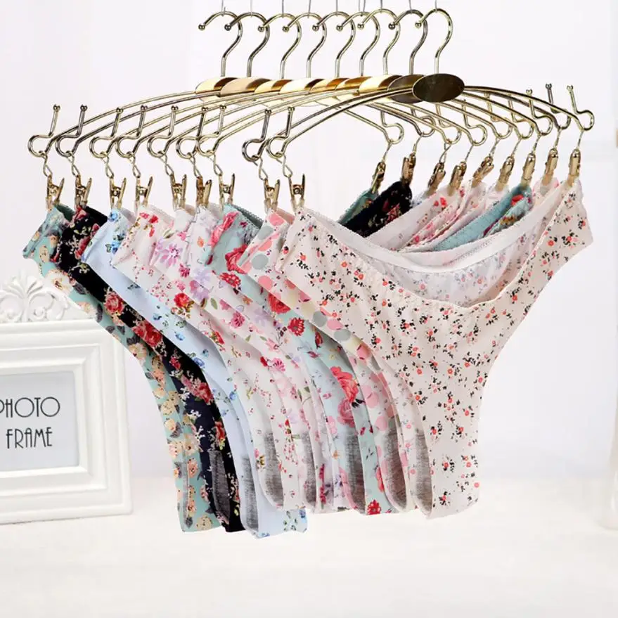 Sexy Floral Panties Underwear comfortable Women Low Waist Thongs and G Strings Ladies Seamless T Back gift