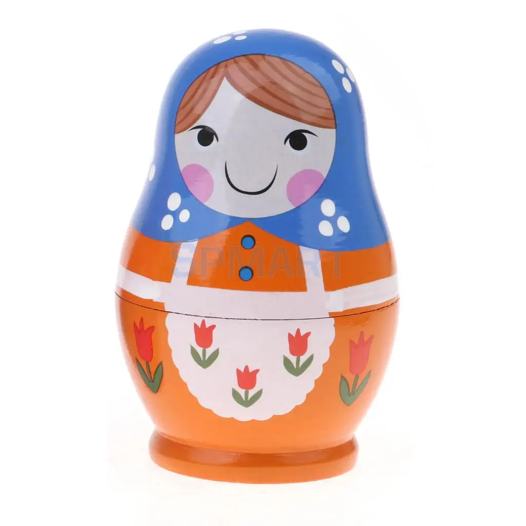 Handmade Girls Russian Babushka Matryoshka Nesting Dolls Kit 5 Pieces Kids Birthday Gift Christmas Ornaments