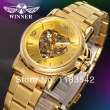 Vainqueur femmes montre dame de la mode automatique classique en acier inoxydable Bracelet montre – Bracelet de couleur or