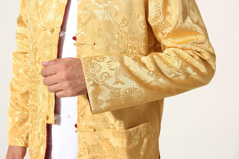 Новинка, высокое качество, двусторонний костюм с длинным рукавом, пиджак в стиле Тан, ретро, китайский стиль, топ кунг-фу, Taichi пальто для мужчин