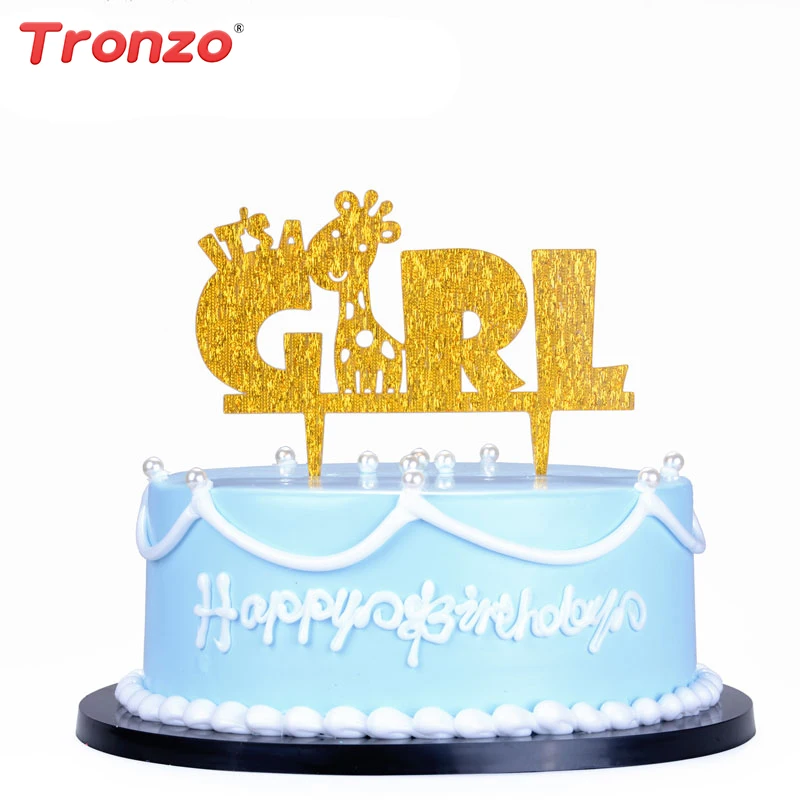 

Cute Giraffe Acrylic Birthday Cake Topper It's a Girl Baby Shower Party Decoration Pink Cake Accessory