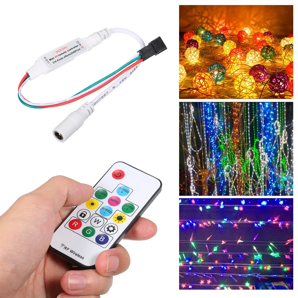 Мини РЧ пульт дистанционного управления RGB светодиодный беспроводной контроллер изменения цвета DIY РЧ контроллер для светодиодной ленты светильник WS2812 WS2811 SK6812