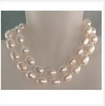 

2 rows13-14mm baroque south sea white pearl necklace 18inch 19inch KKK