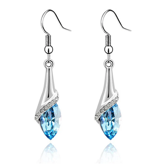 Ear Hook Earrings Women Hanging With Austrian Crystal Ear Hook Earrings Women Hanging With Austrian Crystal Rhodium Plated Eelegant Costume Jewelry For Las