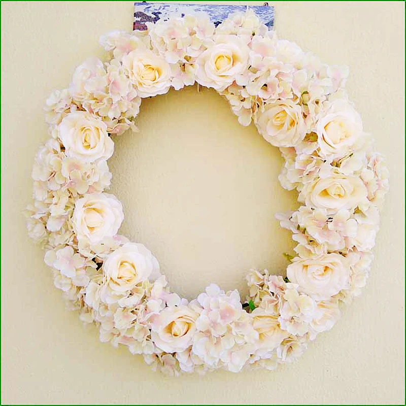 

Artificial Door Knocker Garland Simulation Silk Rose Flowers Wreath Foam Straw Garland Wedding Decoration Home Party Decor